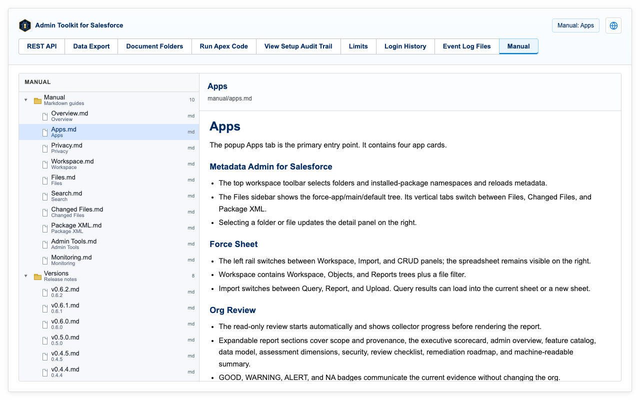 Built-in manual Apps chapter