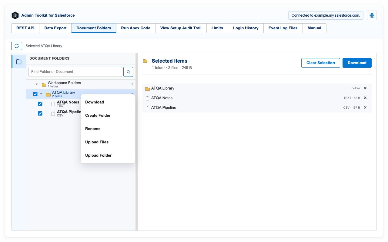 Folder context menu