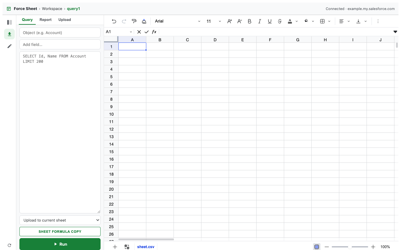 Force Sheet SOQL editor
