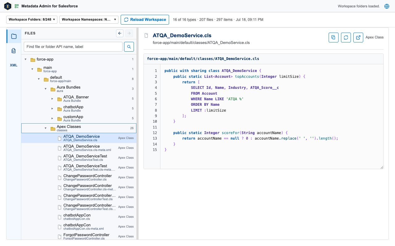 Metadata file view