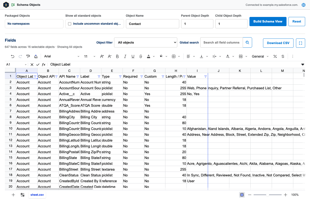 Object Schema on open