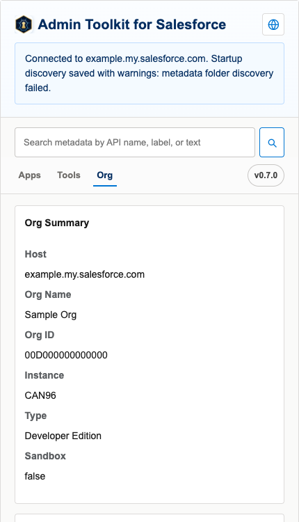 Popup Org tab