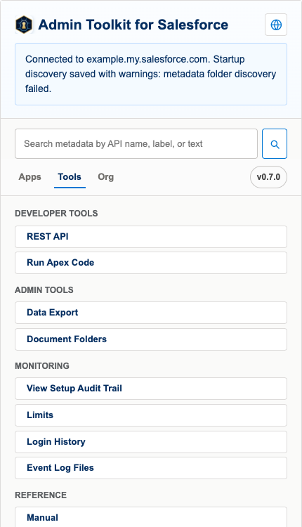 Popup Tools tab