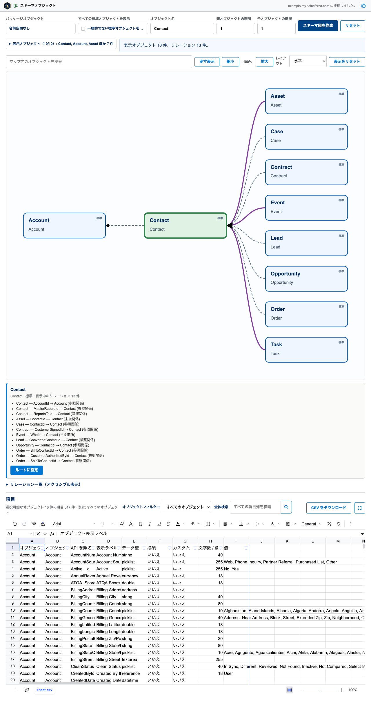 マップと Fields シート
