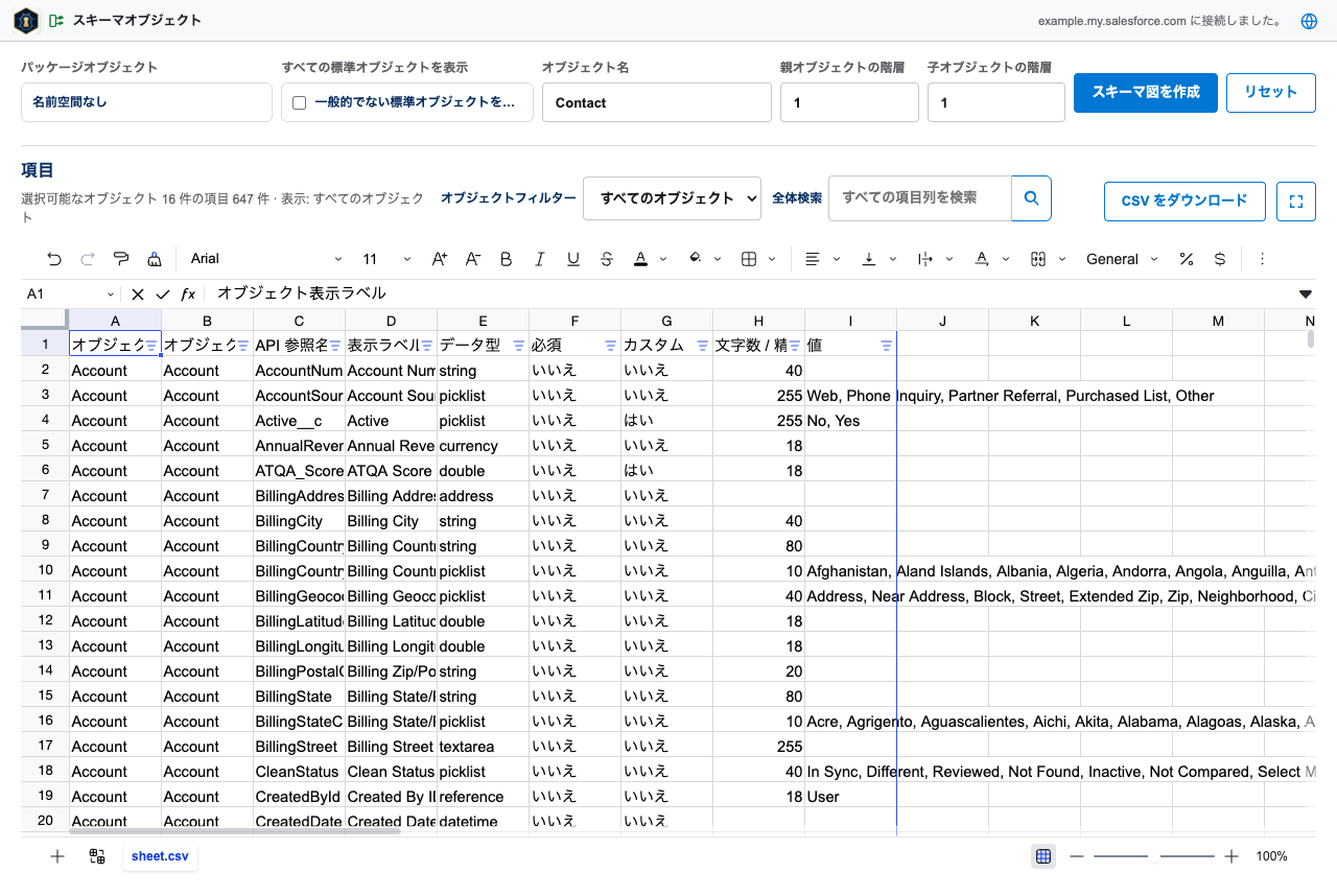 起動直後の Object Schema